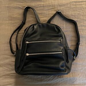 Black Leather Backpack with Gold Hardware EUC